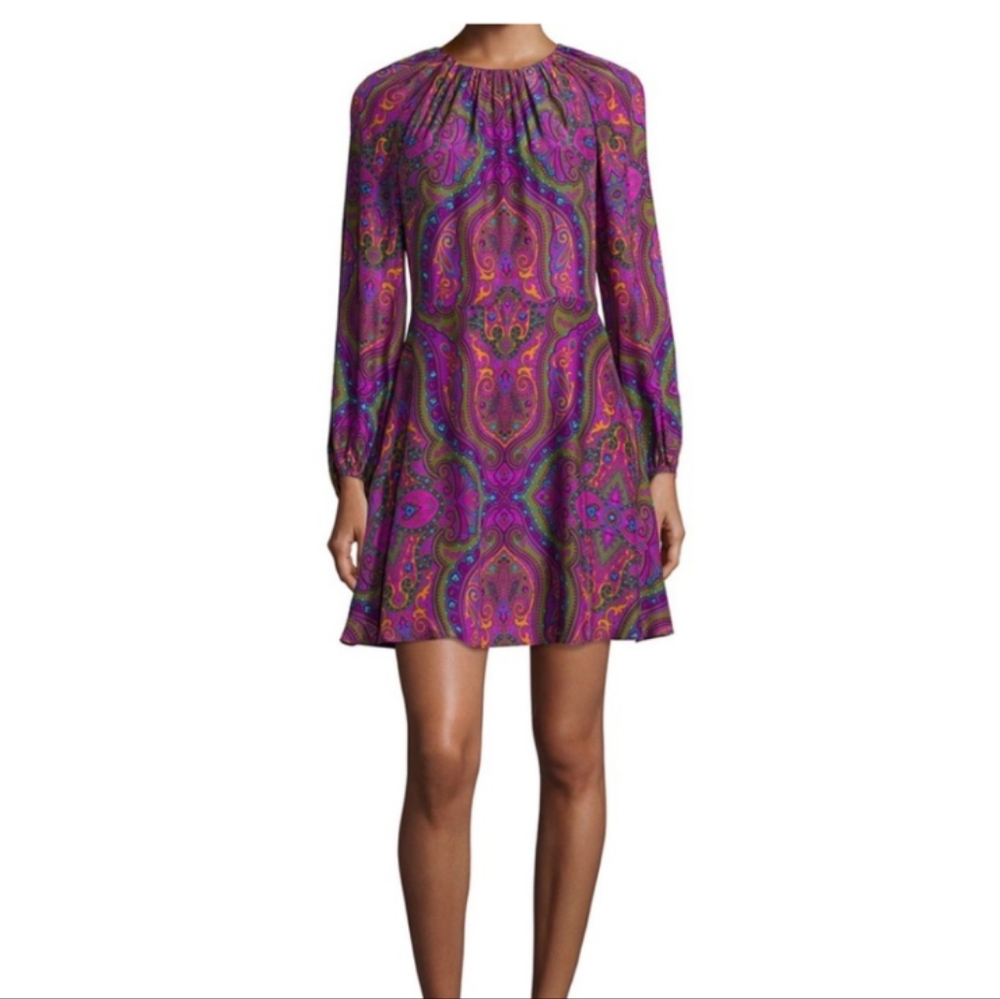 Alice & Trixie Quinn Dress size Small Long Sleeve Paisley Silk